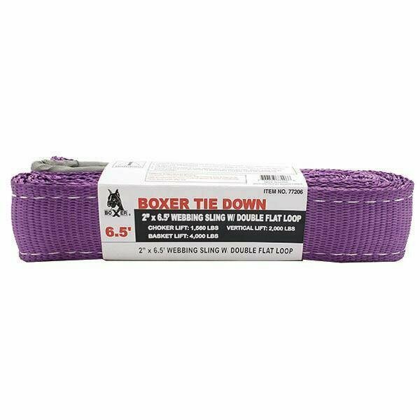 Boxer Tools 2-in. x 6.5 Feet Polyester Webbing Sling with Double Flat Loops 77206
